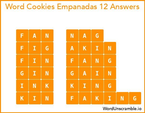 Word Cookies Empanadas 12 Answers
