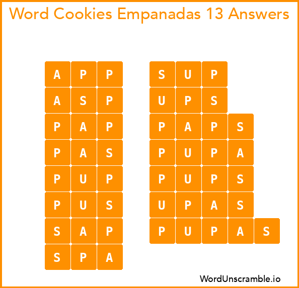 Word Cookies Empanadas 13 Answers