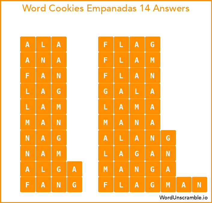 Word Cookies Empanadas 14 Answers