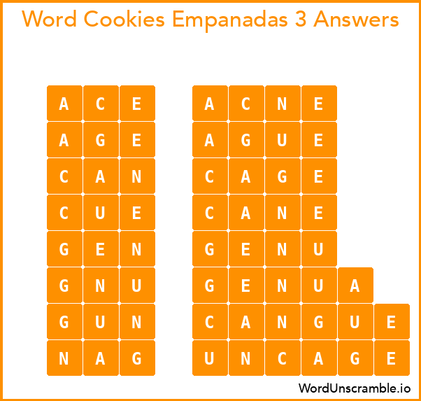 Word Cookies Empanadas 3 Answers