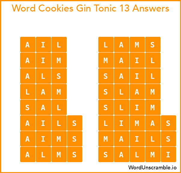 Word Cookies Gin Tonic 13 Answers