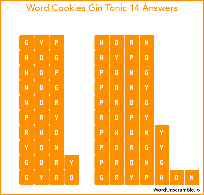 Word Cookies Gin Tonic 14 Answers