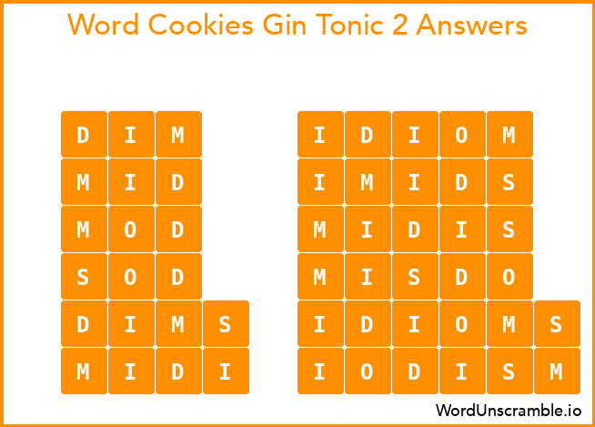 Word Cookies Gin Tonic 2 Answers