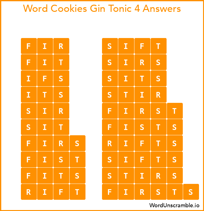 Word Cookies Gin Tonic 4 Answers