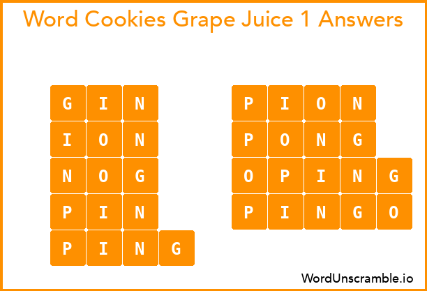 Word Cookies Grape Juice 1 Answers