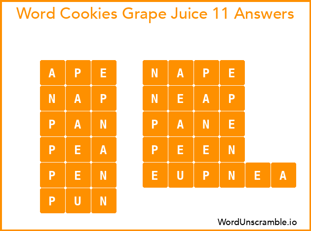 Word Cookies Grape Juice 11 Answers