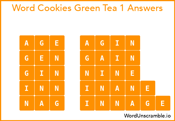 Word Cookies Green Tea 1 Answers