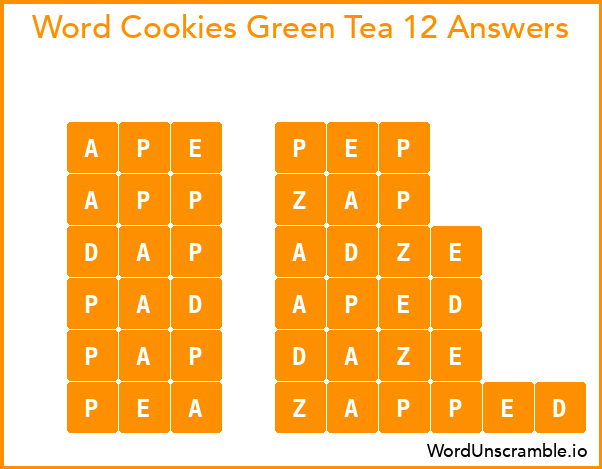 Word Cookies Green Tea 12 Answers