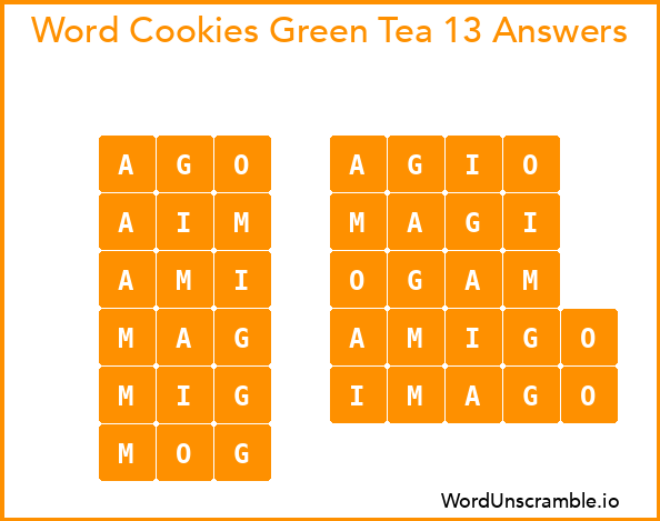 Word Cookies Green Tea 13 Answers