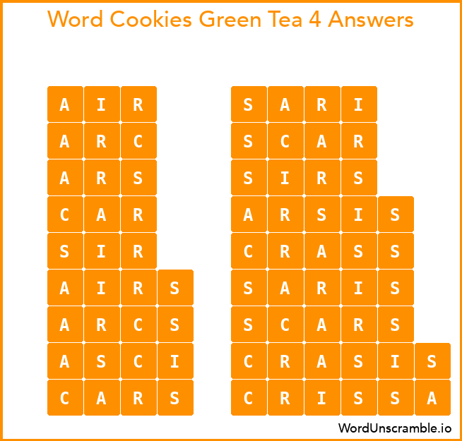 Word Cookies Green Tea 4 Answers