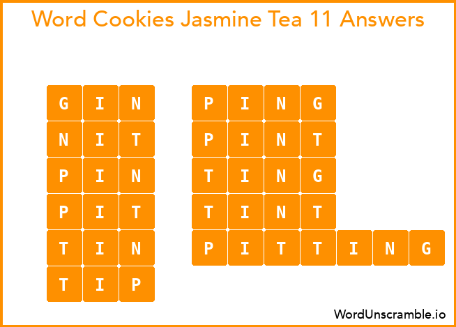 Word Cookies Jasmine Tea 11 Answers