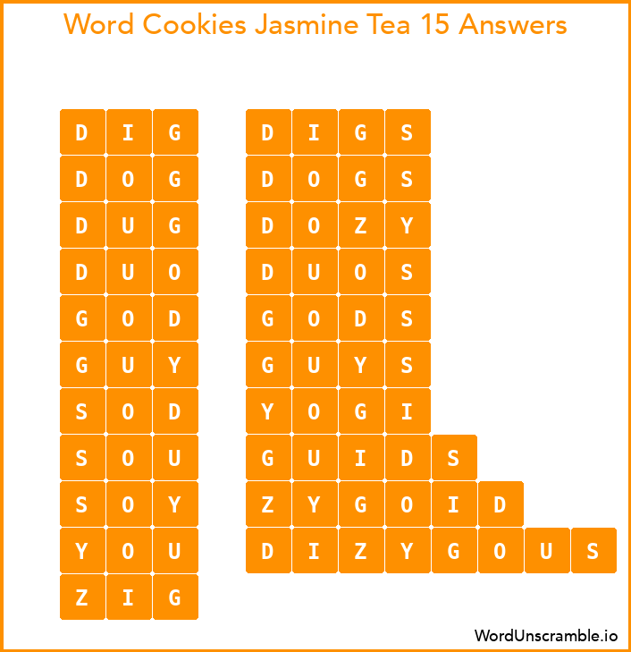 Word Cookies Jasmine Tea 15 Answers
