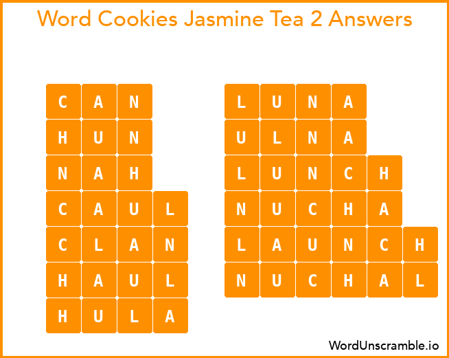 Word Cookies Jasmine Tea 2 Answers