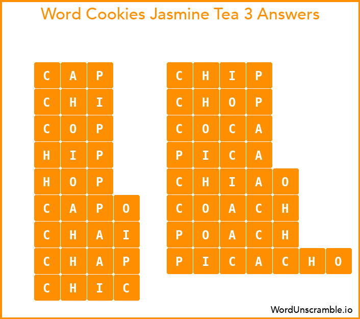 Word Cookies Jasmine Tea 3 Answers