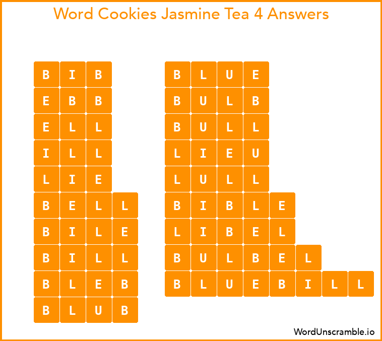 Word Cookies Jasmine Tea 4 Answers
