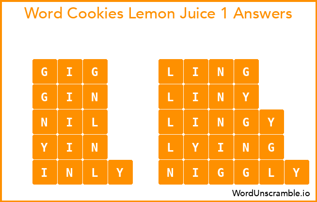 Word Cookies Lemon Juice 1 Answers