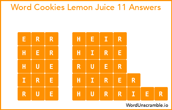Word Cookies Lemon Juice 11 Answers