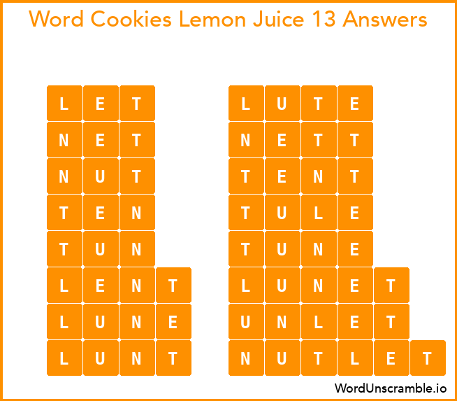 Word Cookies Lemon Juice 13 Answers