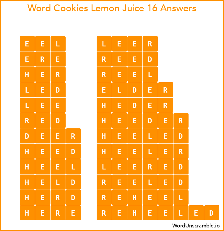 Word Cookies Lemon Juice 16 Answers