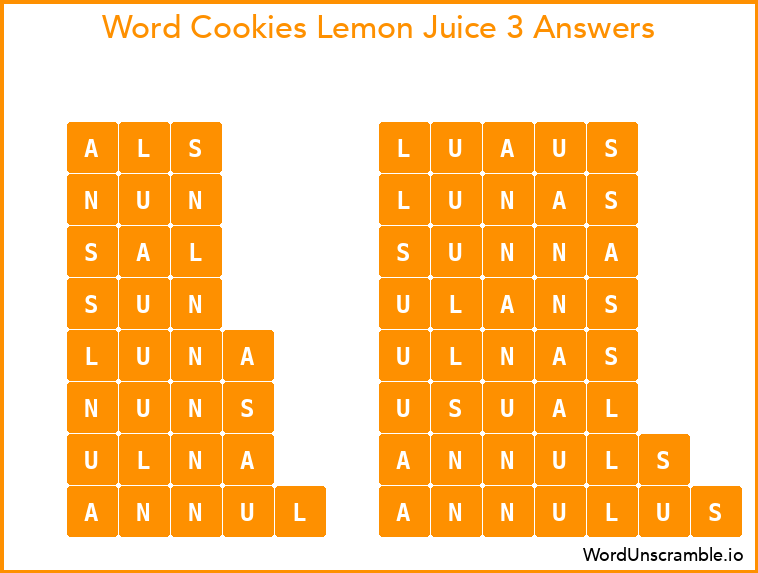 Word Cookies Lemon Juice 3 Answers