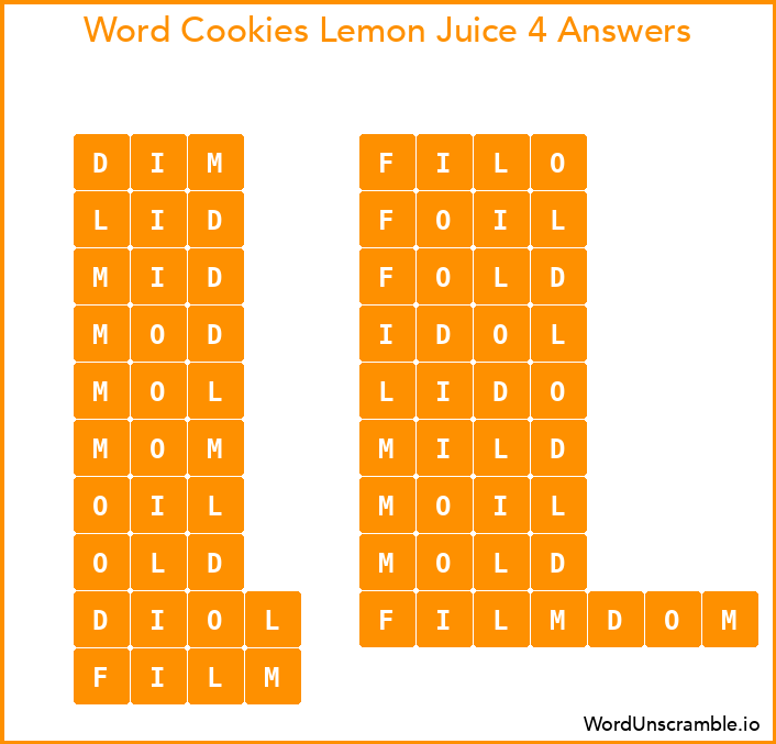 Word Cookies Lemon Juice 4 Answers
