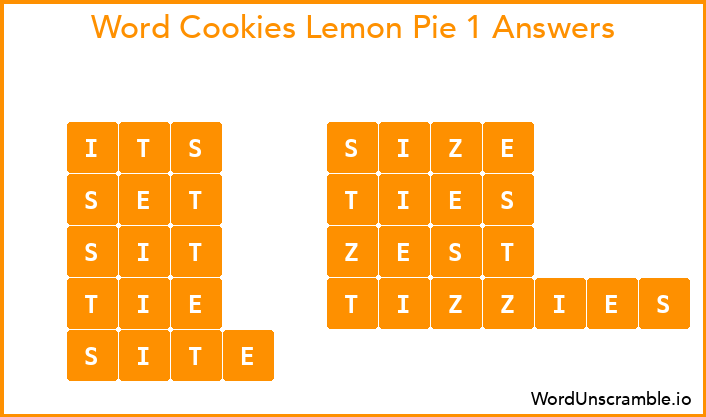 Word Cookies Lemon Pie 1 Answers