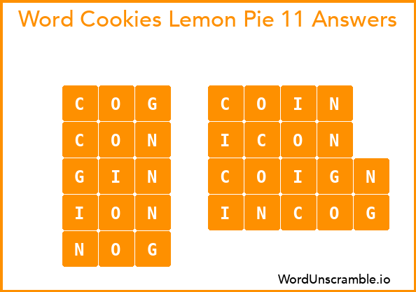 Word Cookies Lemon Pie 11 Answers