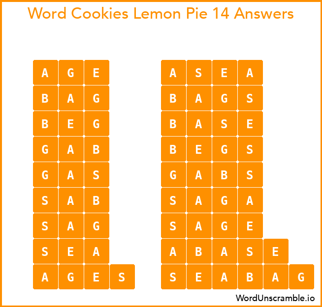 Word Cookies Lemon Pie 14 Answers