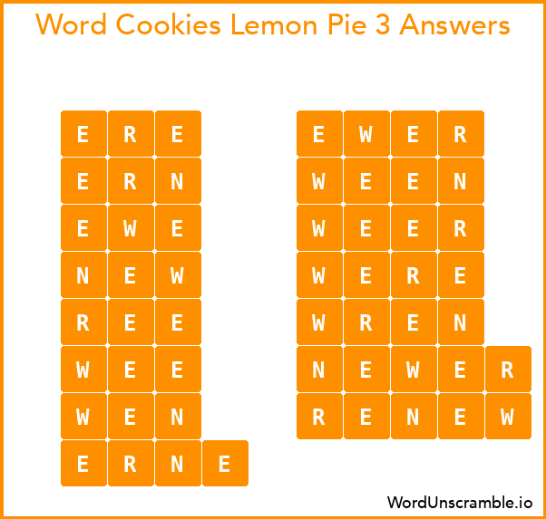 Word Cookies Lemon Pie 3 Answers