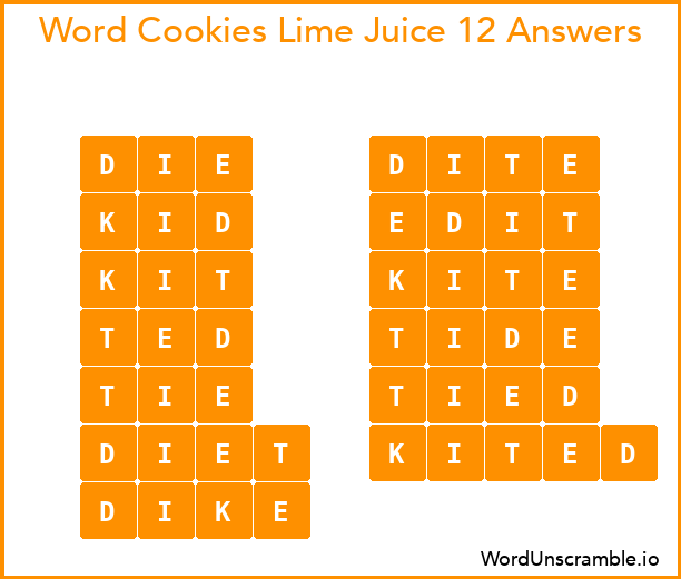 Word Cookies Lime Juice 12 Answers