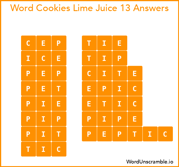 Word Cookies Lime Juice 13 Answers