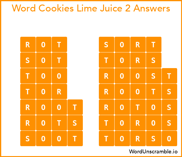 Word Cookies Lime Juice 2 Answers