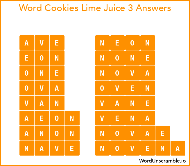 Word Cookies Lime Juice 3 Answers