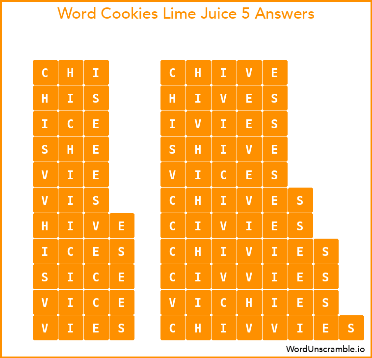 Word Cookies Lime Juice 5 Answers
