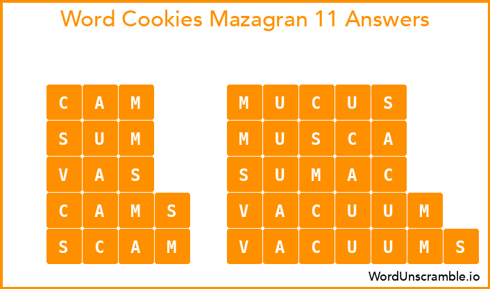 Word Cookies Mazagran 11 Answers