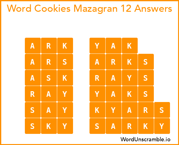 Word Cookies Mazagran 12 Answers