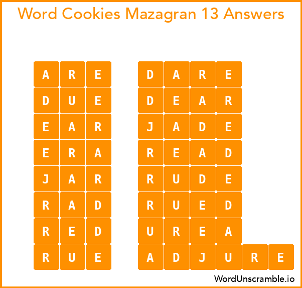Word Cookies Mazagran 13 Answers