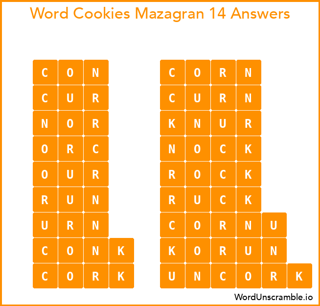 Word Cookies Mazagran 14 Answers