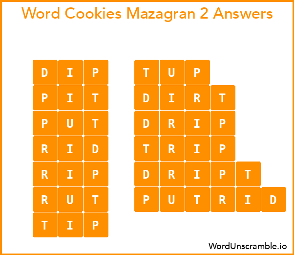 Word Cookies Mazagran 2 Answers