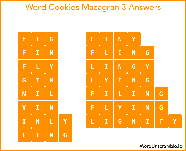 Word Cookies Mazagran 3 Answers