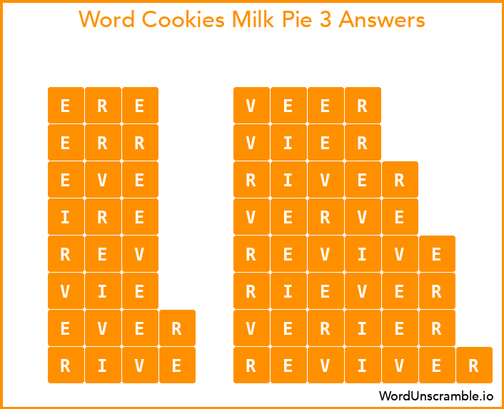 Word Cookies Milk Pie 3 Answers