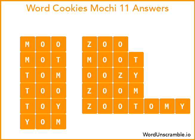 Word Cookies Mochi 11 Answers