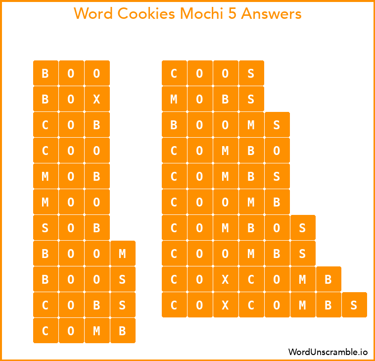 Word Cookies Mochi 5 Answers