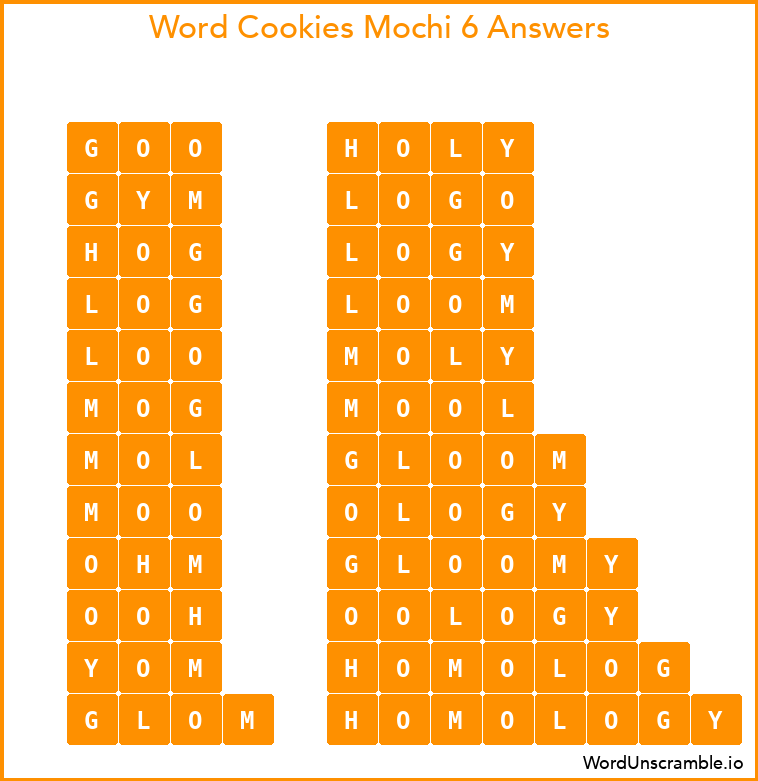 Word Cookies Mochi 6 Answers