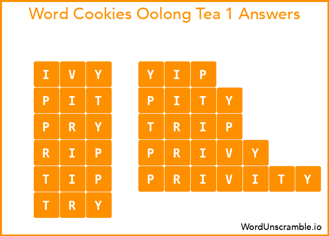 Word Cookies Oolong Tea 1 Answers