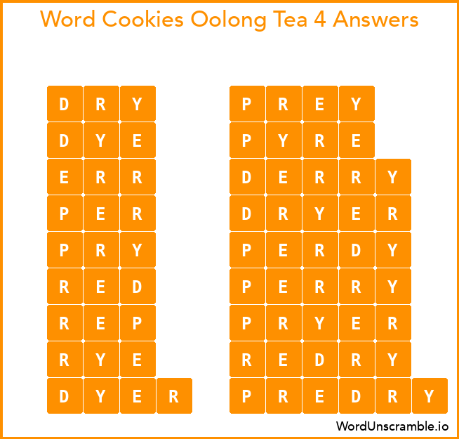 Word Cookies Oolong Tea 4 Answers