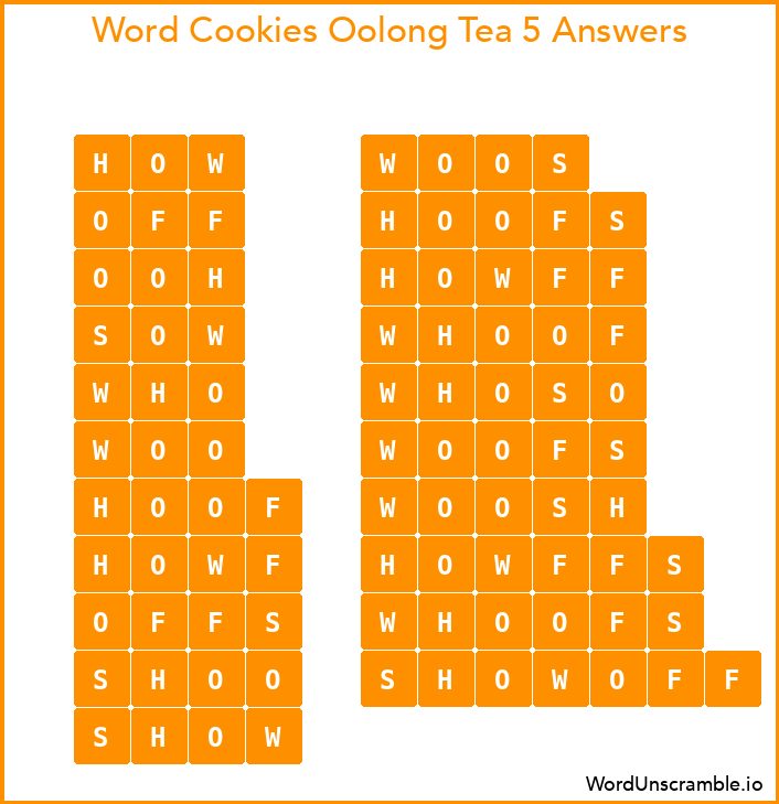 Word Cookies Oolong Tea 5 Answers