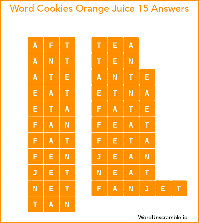 Word Cookies Orange Juice 15 Answers