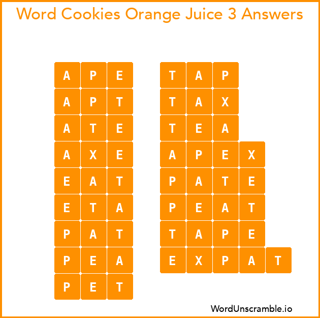 Word Cookies Orange Juice 3 Answers
