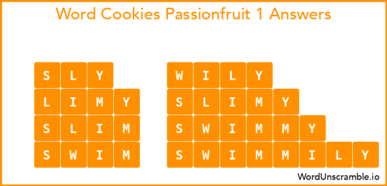 Word Cookies Passionfruit 1 Answers